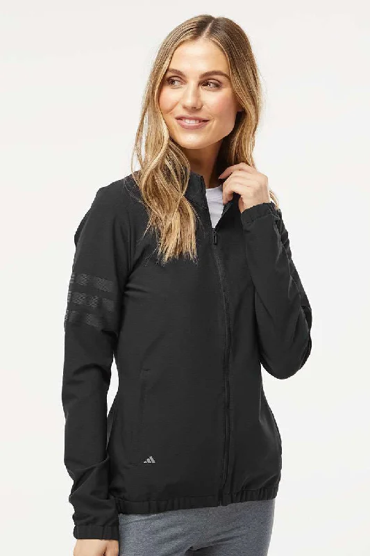 Adidas Womens 3 Stripes Full Zip Jacket - Black - NEW