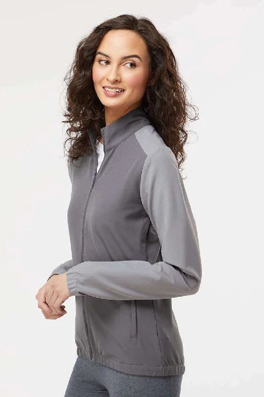 Adidas Womens 3 Stripes Full Zip Jacket - Grey - NEW