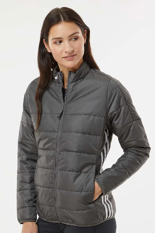 Adidas Womens Full Zip Puffer Jacket - Grey - NEW