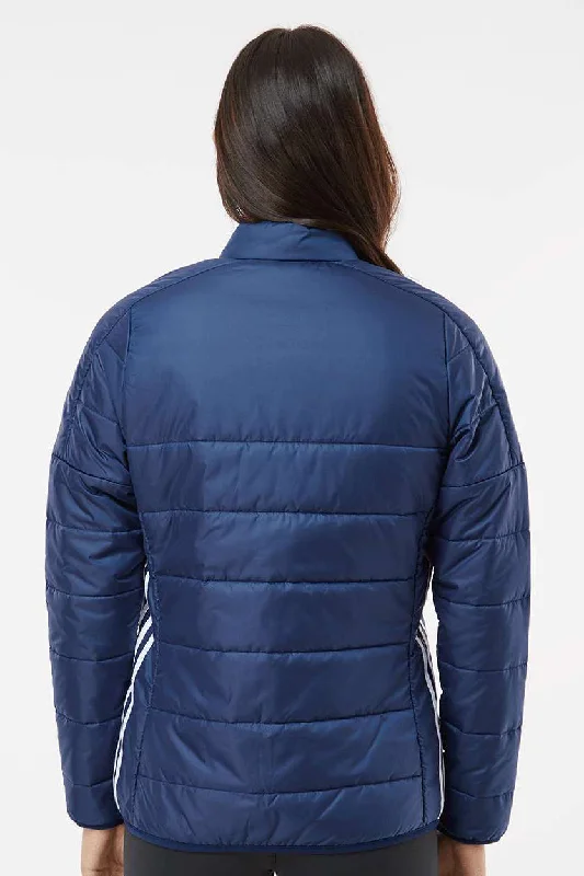 Adidas Womens Full Zip Puffer Jacket - Team Navy Blue - NEW