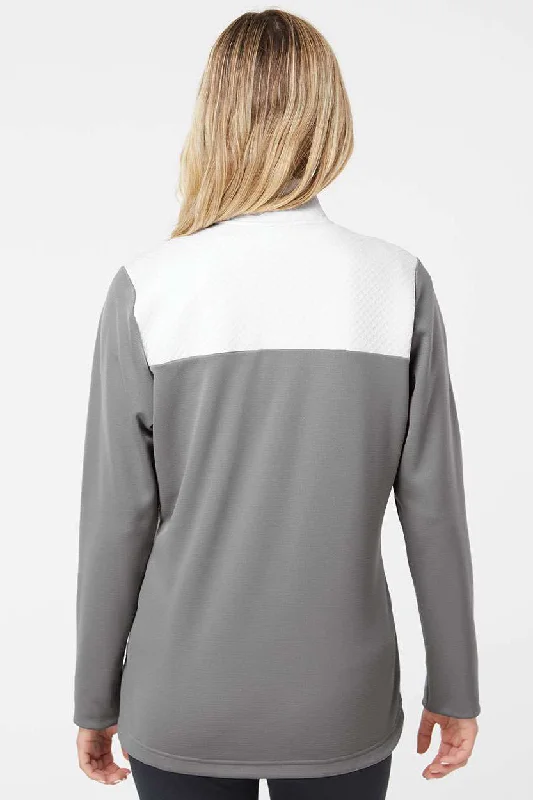 Adidas Womens Textured Mixed Media Full Zip Jacket - Grey/White - NEW