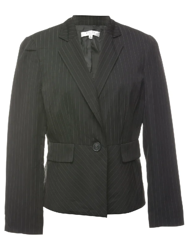 Black & Grey Classic Striped Blazer - M