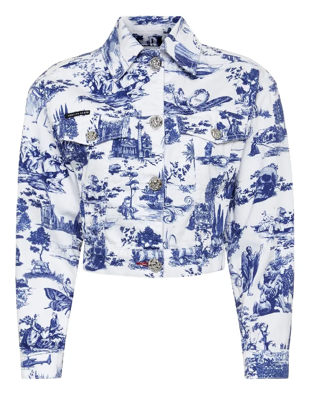 Denim Jacket Cropped Print En PLEIN air