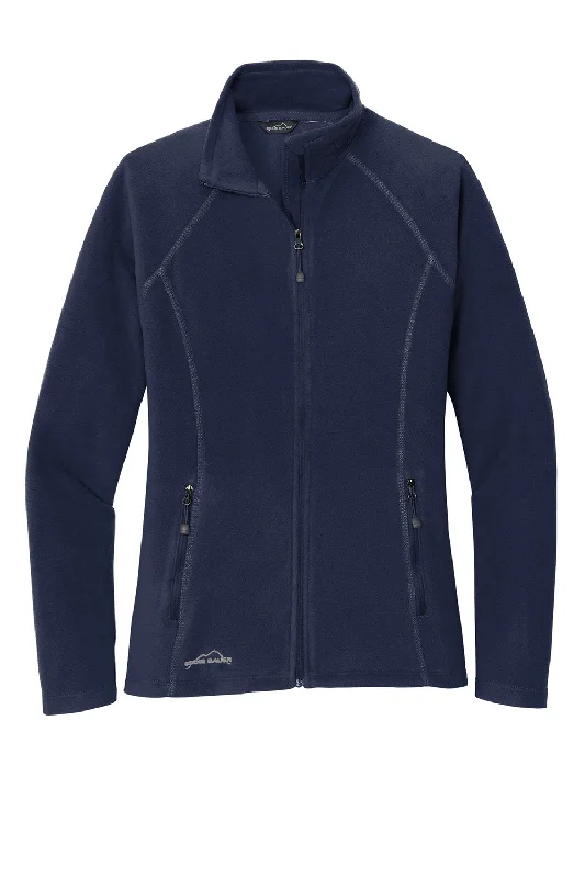 Eddie Bauer Womens Pill Resistant Microfleece Full Zip Jacket - Navy Blue