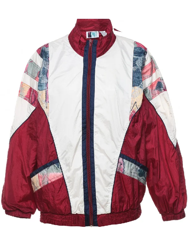 Multi-colour Patchwork Design Zip-Front Nylon Jacket - M