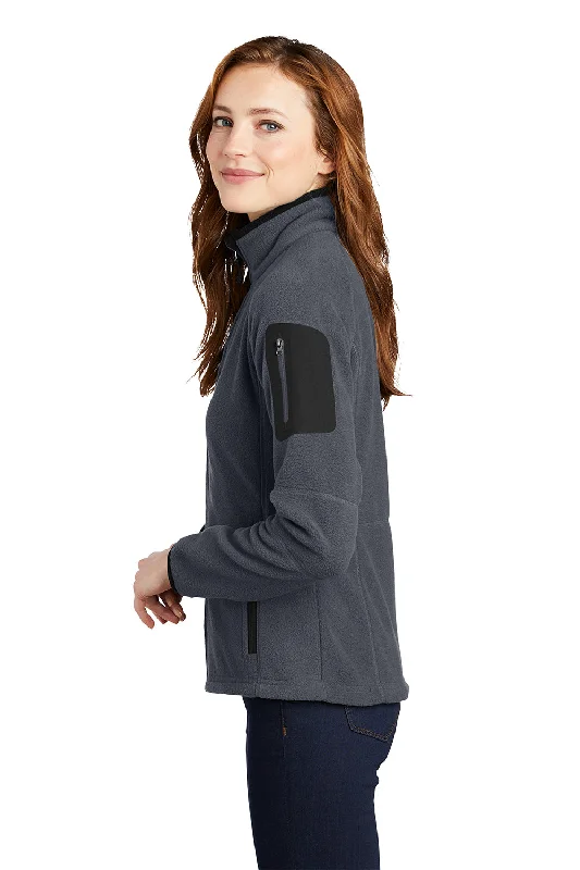 Port Authority Womens Full Zip Fleece Jacket - Battleship Grey/Black - Closeout