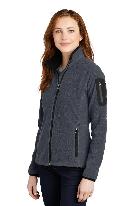 Port Authority Womens Full Zip Fleece Jacket - Battleship Grey/Black - Closeout