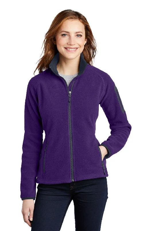 Port Authority Womens Full Zip Fleece Jacket - Bright Purple/Battleship Grey - Closeout