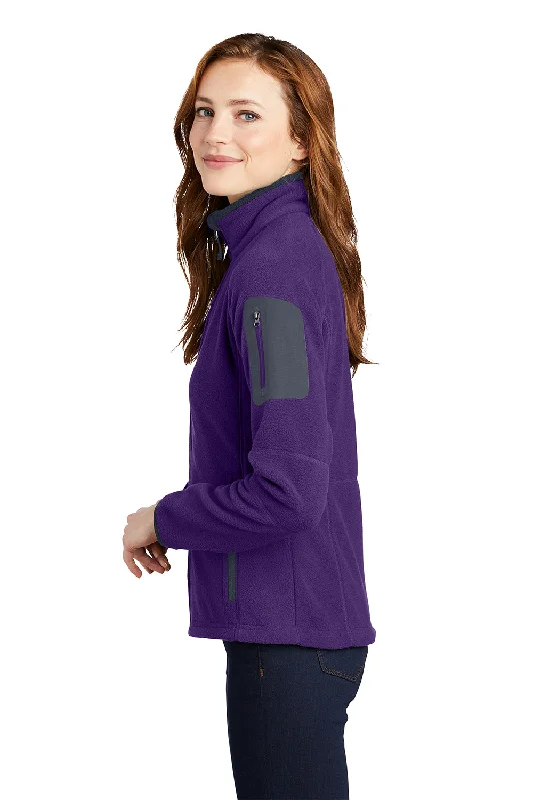 Port Authority Womens Full Zip Fleece Jacket - Bright Purple/Battleship Grey - Closeout