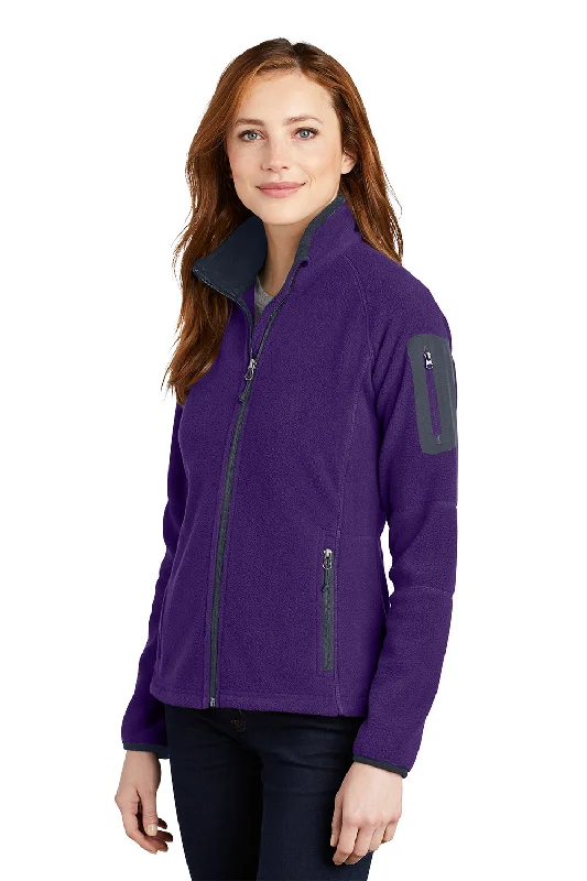 Port Authority Womens Full Zip Fleece Jacket - Bright Purple/Battleship Grey - Closeout