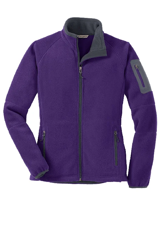 Port Authority Womens Full Zip Fleece Jacket - Bright Purple/Battleship Grey - Closeout