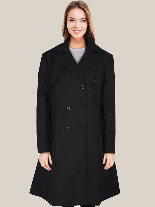 Women’s Lavish Pitch Black Cotton Trench Coat