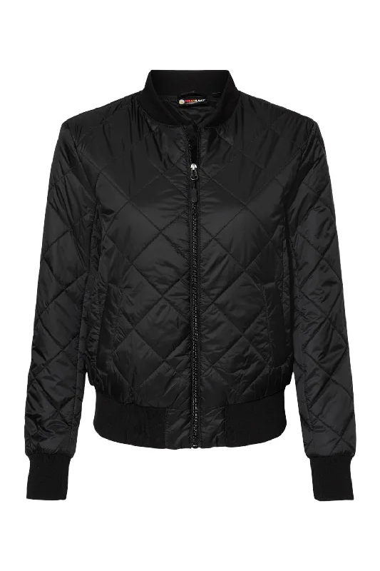 Weatherproof Womens HeatLast Quilted Packable Wind & Water Resistant Full Zip Bomber Jacket - Black - NEW