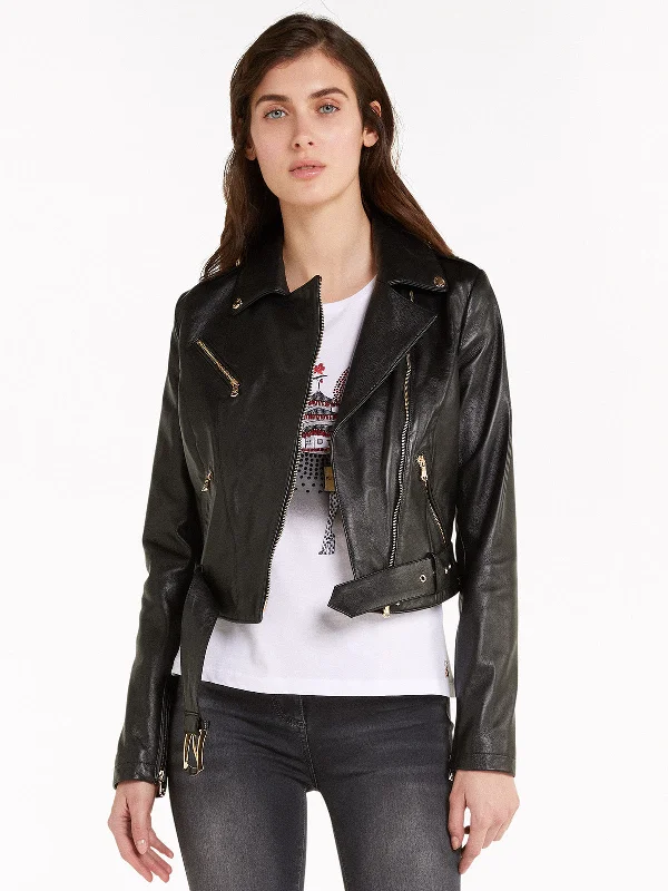 Womens Genuine Leather Biker Jacket