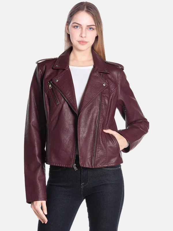 Women’s Petite Real Leather Motorist Jacket