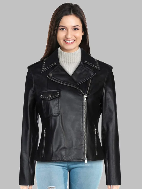 Women's Pitch Black Leather Jacket