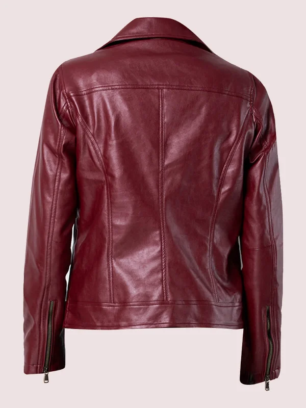 Womens Red Motercycle Leather Jacket