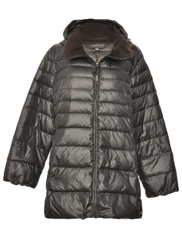 Zip Front Black Puffer Jacket - L