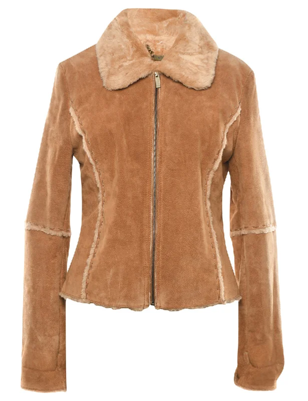 Zip Front Suede Jacket - L