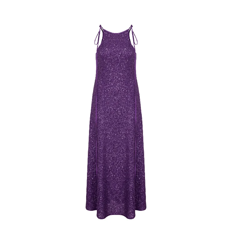 Addie Sequin Long Dress in Sparkling Grape