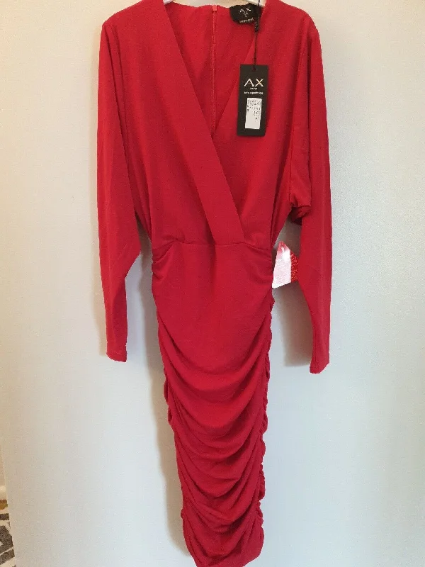 Ax Paris Bat Wing Gathered Bodycon Dress Red Uk6****Ref V503