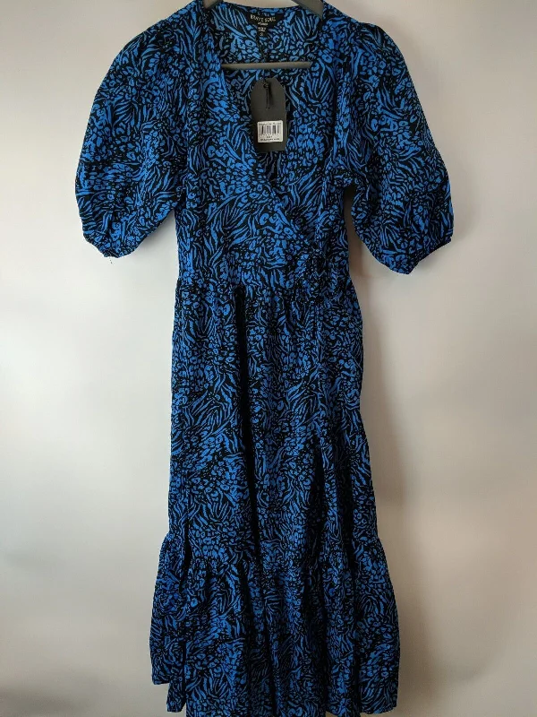 Brave Soul Blue Animal Printed Wrap Midi Dress Size Small **** V30I