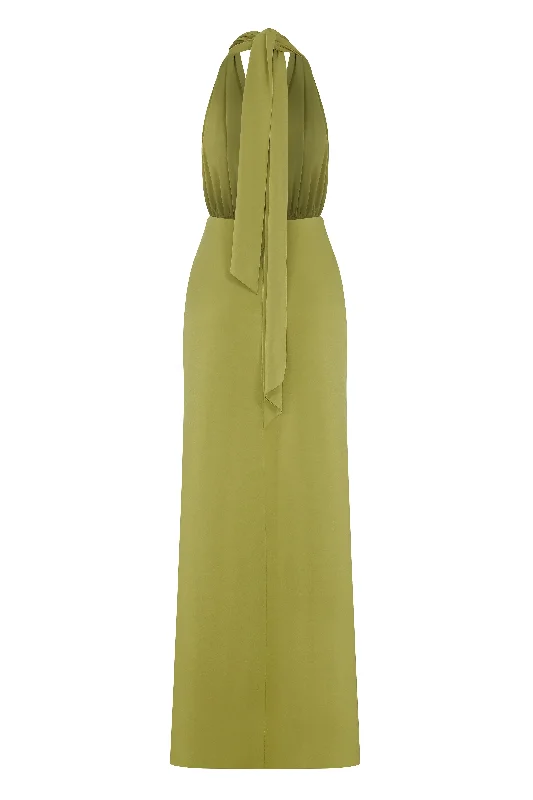 Ines Jersey Long Dress in Green Glow