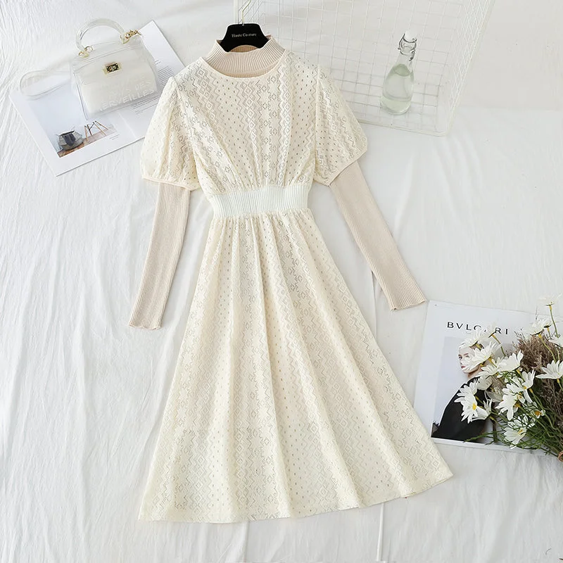 Lace dress fashion trend women's knitted half high collar inner match  4907