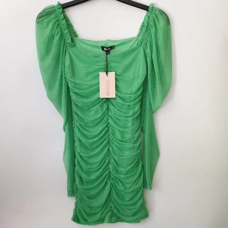 Missguided Dress Mesh Ruched Green UK 12****Ref V510