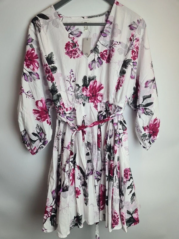 River Island White Floral Dress Uk10