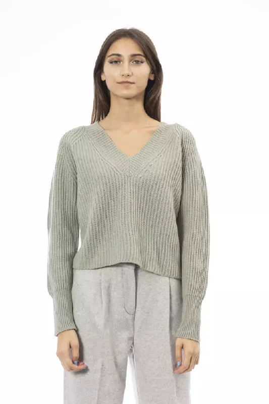 Emerald Elegance V-Neck Sweater - Cozy Chic