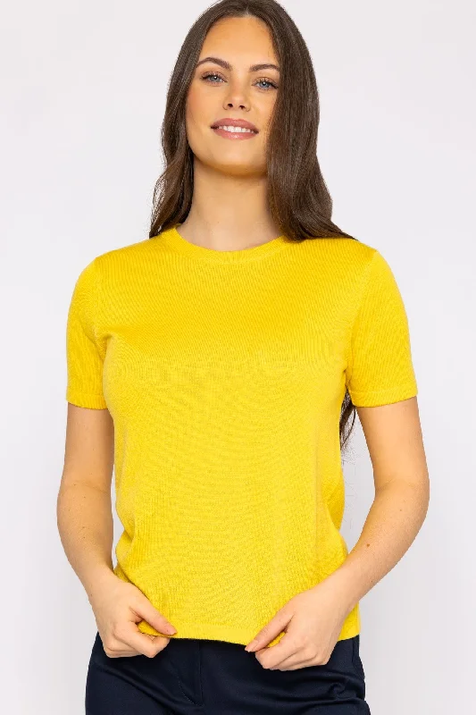 Merino Short Sleeve Crew in Yellow