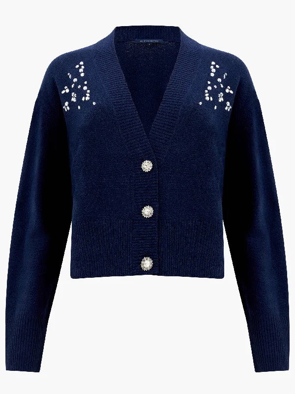 Vhari Recycled Diamante Embroidered Cardigan