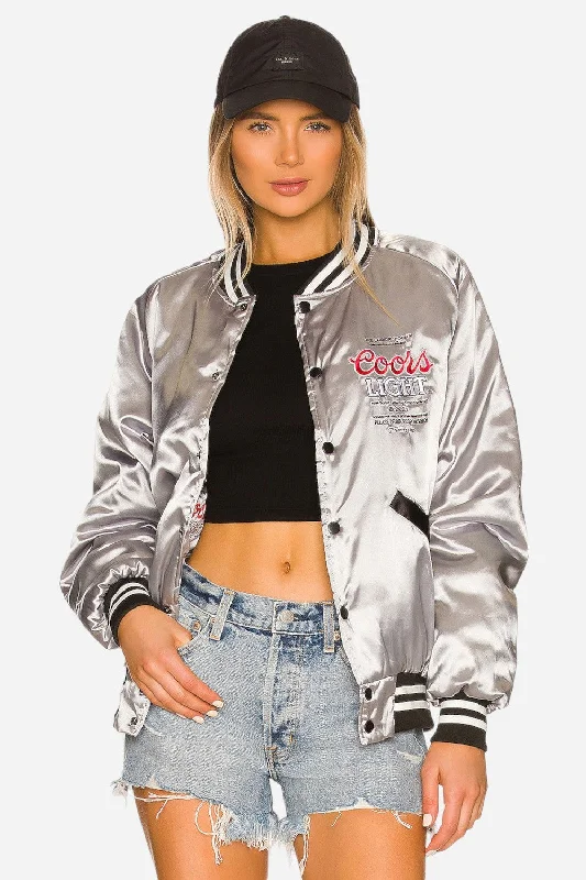 Laundry Room Coors Light Varsity Bomber Jacket in SIlver