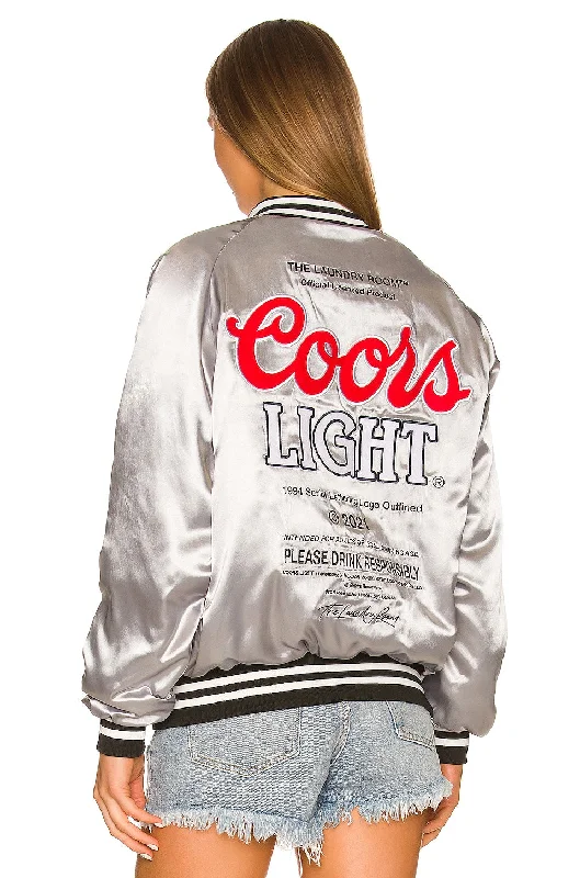 Laundry Room Coors Light Varsity Bomber Jacket in SIlver