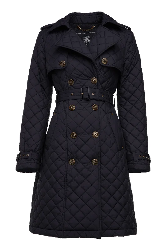 Grayson Quilted Trench Coat (Black)