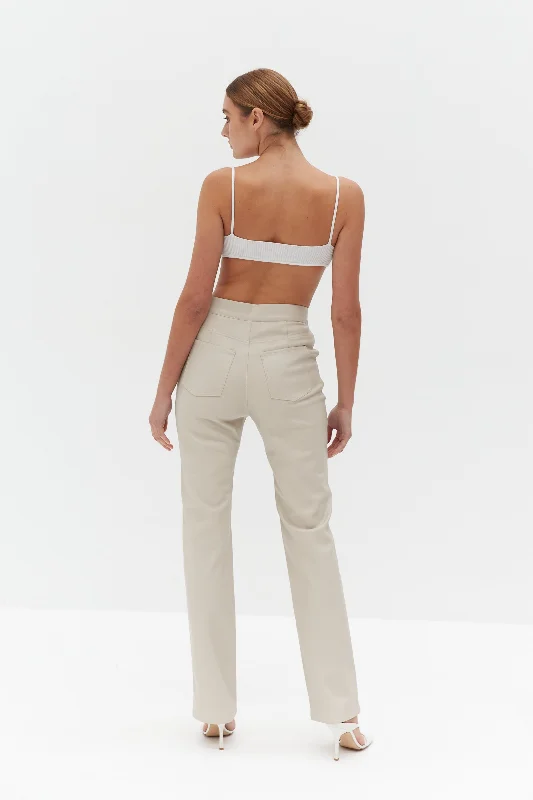 Juliette Faux Leather Pants - Ivory