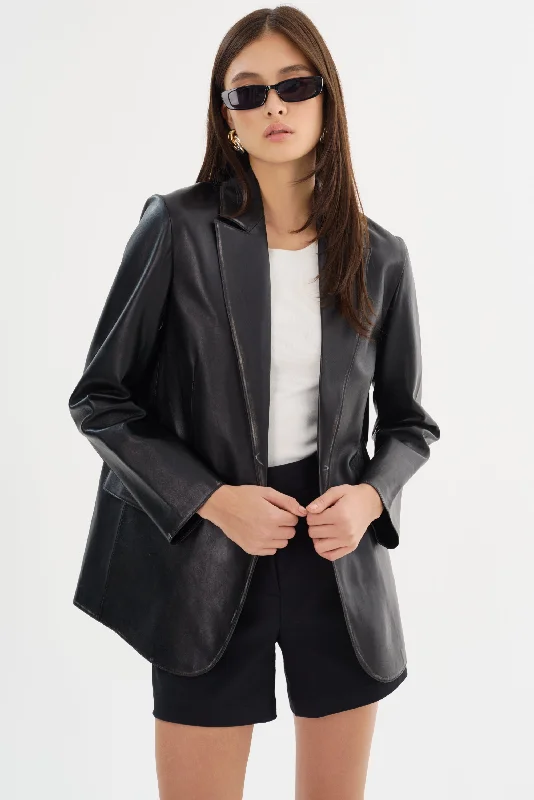 KARRIN | Distressed Leather Blazer