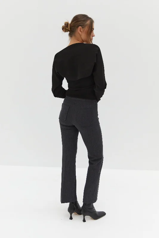 Low Rise Trousers - Dark Grey