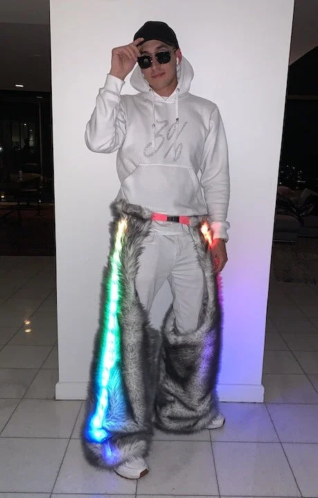 Men's LED Faux Fur Chaps in ""Just The Tip Gray""