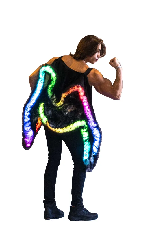 Men's LED Fur Vest in ""Black & White Tye Dye""