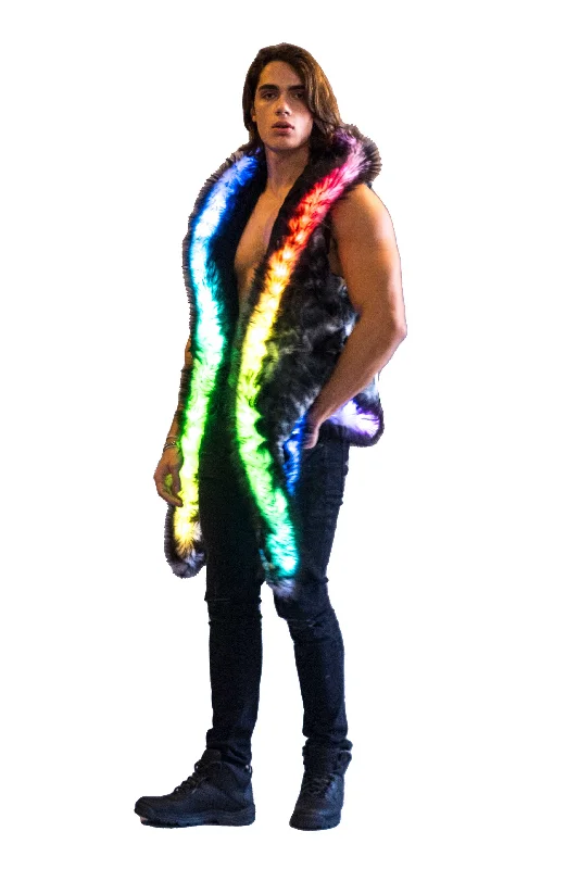 Men's LED Fur Vest in ""Black & White Tye Dye""