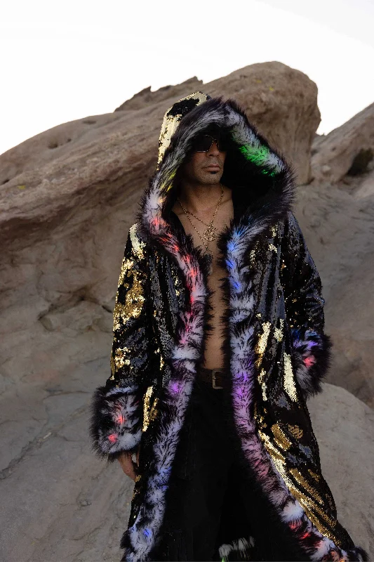 Men's LED Sequin King Coat in ""Black/ Gold""