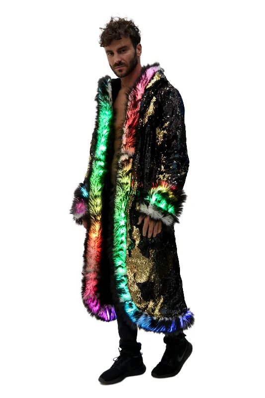 Men's LED Sequin King Coat in ""Black/ Gold""