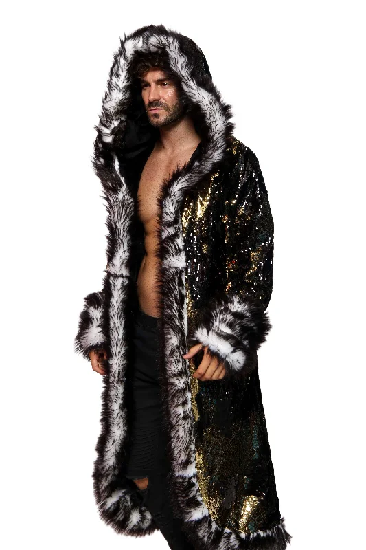 Men's LED Sequin King Coat in ""Black/ Gold""