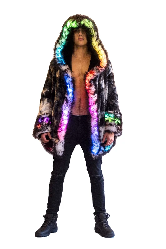 Men's LED Wizard Coat in ""Black & White Tie Dye""