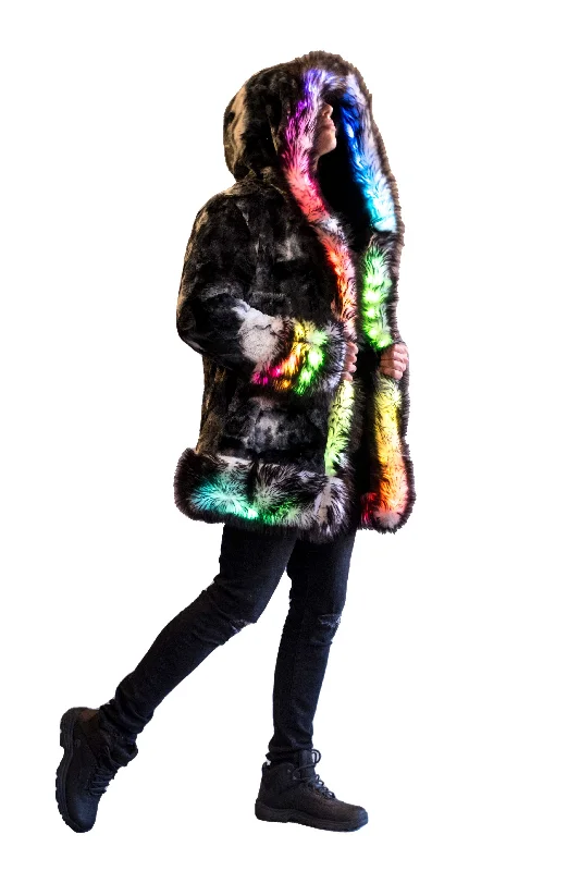 Men's LED Wizard Coat in ""Black & White Tie Dye""