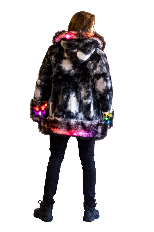 Men's LED Wizard Coat in ""Black & White Tie Dye""