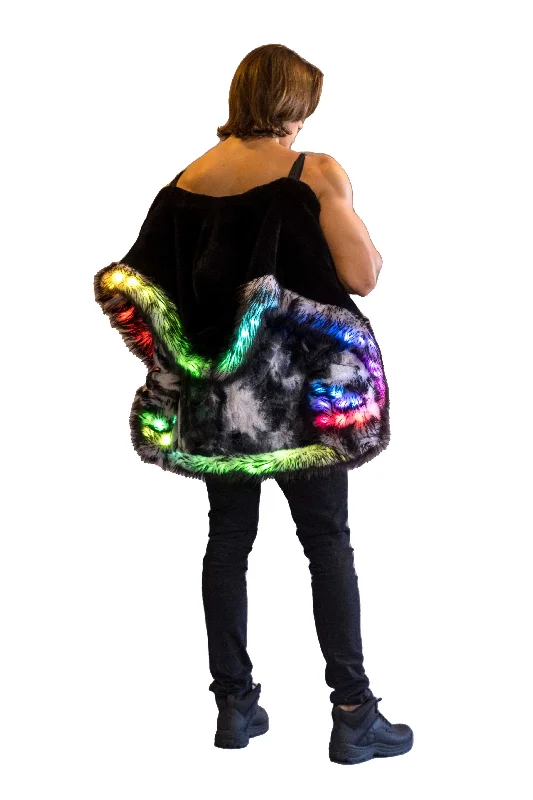 Men's LED Wizard Coat in ""Black & White Tie Dye""