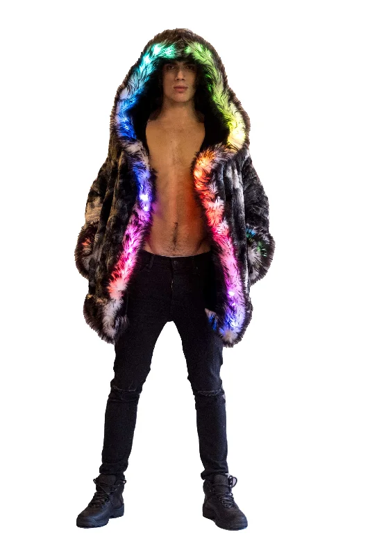 Men's LED Wizard Coat in ""Black & White Tie Dye""